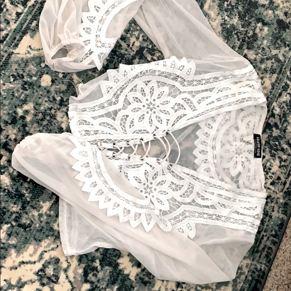 Long sleeve mesh top